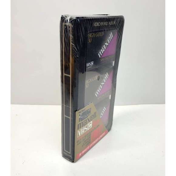 3 Maxwell VHS-C TC-30 HGX Gold Premium High Grade Video Tapes w/ Storage Case - Picture 4 of 9